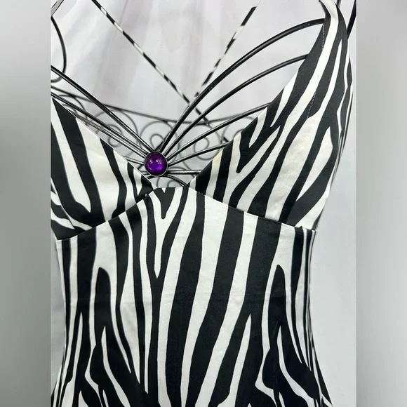 White Fox black and white zebra print halter mini dress size XS - Picture 3 of 13